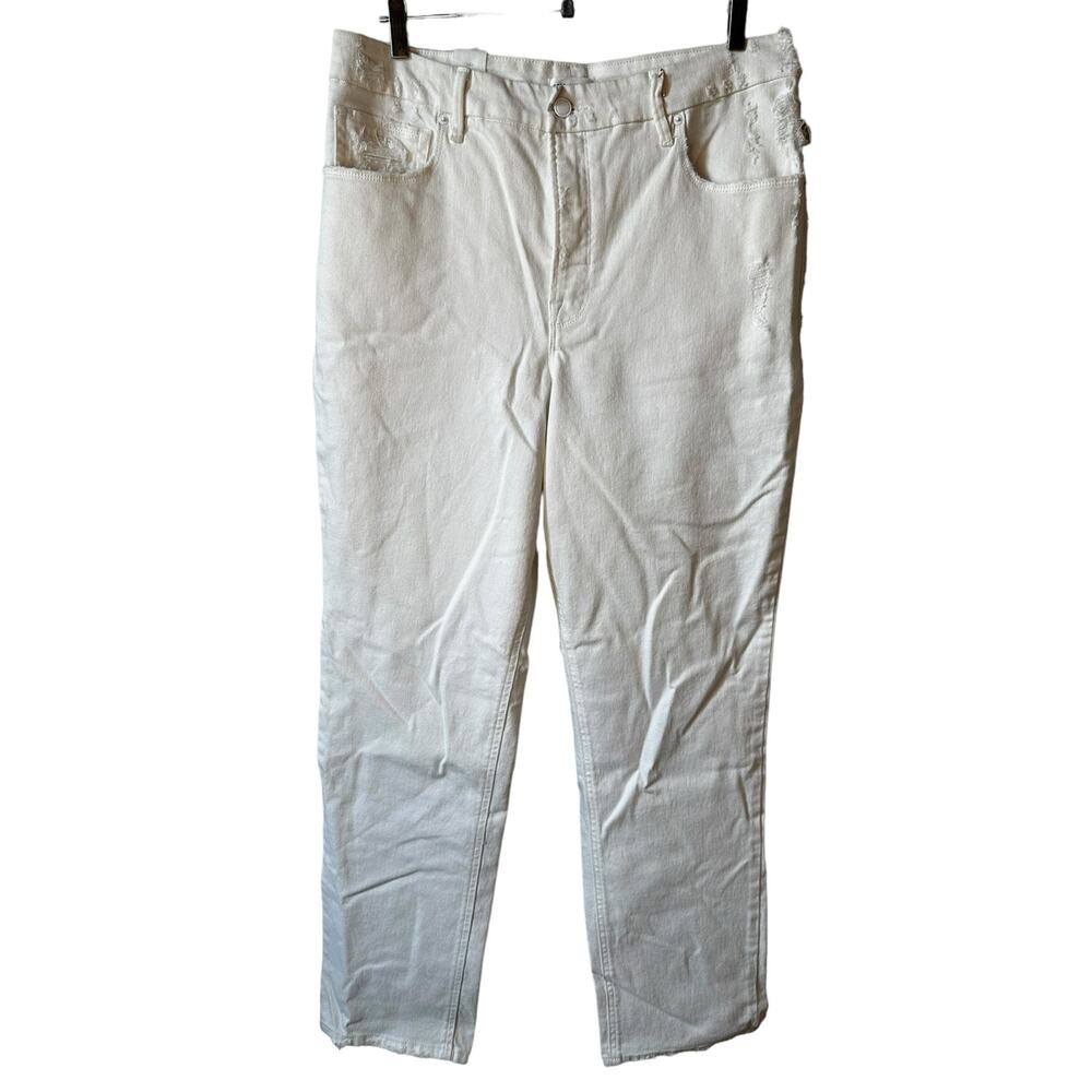 Good American New Womens High Rise Jeans White Size 15 Distressed Minimalist